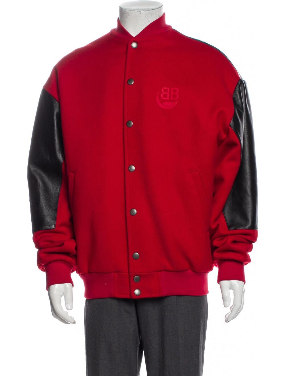 Balenciaga BB Flags Varsity Bomber Jacket Red Black